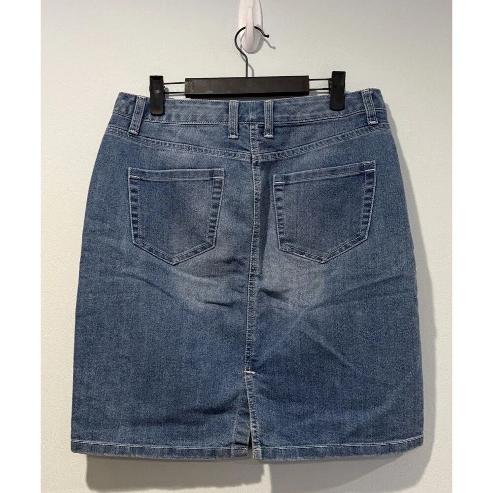 Nine West Vintage America Denim Jean Skirt 10 Western Cowgirl Travel Y2K Minimal